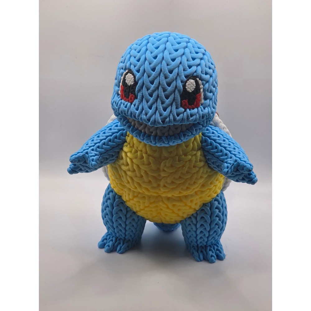 8" 3D-Printed Faux-Knit Squirtle Figure – The Ultimate Pokémon Collectible!